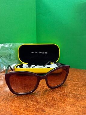 Marc Jacobs Women’s Burgundy Cat-Eye Sunglasses with Brown Lenses